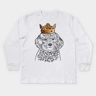 Maltipoo Dog King Queen Wearing Crown Kids Long Sleeve T-Shirt